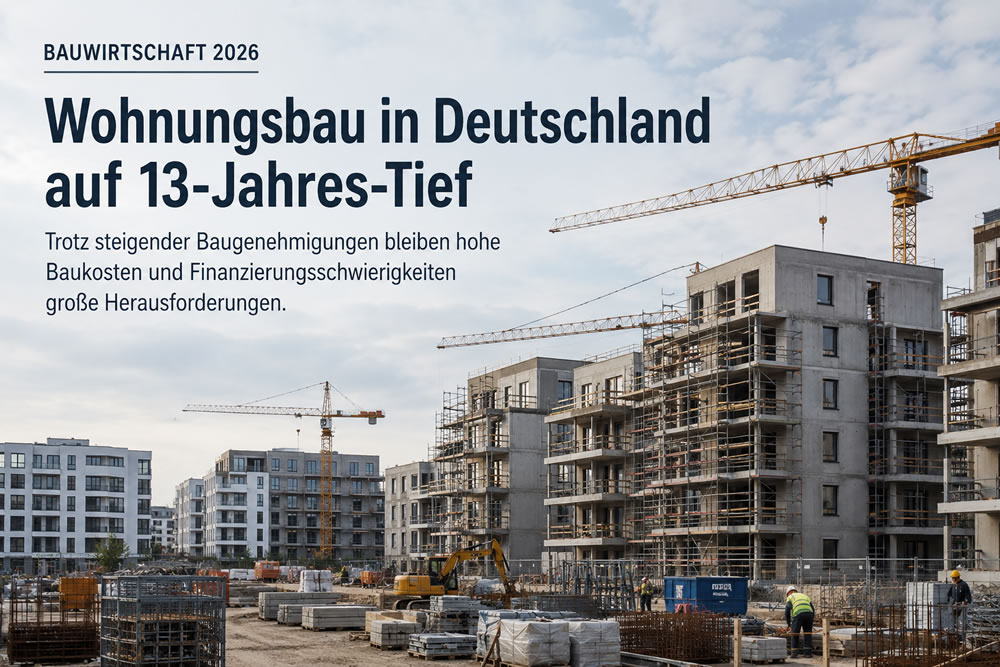 Wohnungsbau in Deutschland auf 13 Jahres Tief: Warum die Baukrise 2026 noch lange nicht überwunden ist
