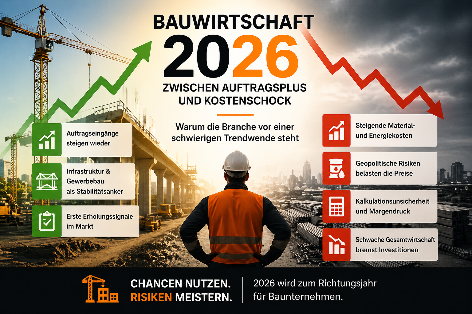 Bauwirtschaft 2026: Zwischen Auftragsplus und Kostenschock