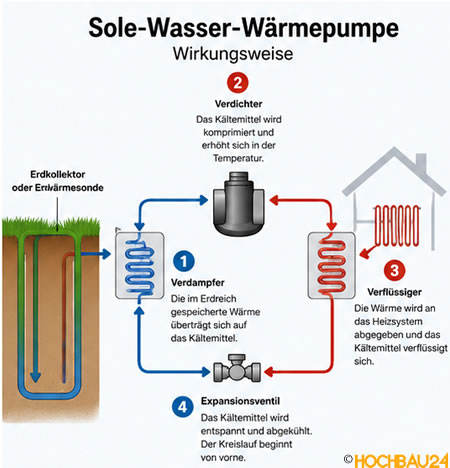 Prinzip der Sole - Wasser W&auml;rmepumpe