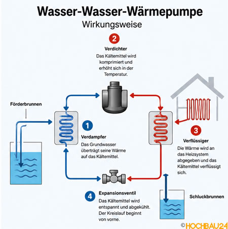 Wirkungsweise der Wasser-Wasser W&auml;rmepumpe
